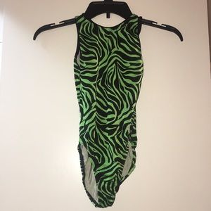 Green zebra leotard